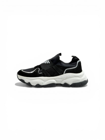 🖤 Emporio Armani Black Chunky Slip-On Sneakers – Elastic Strap, Lightweight Comfort & Urban Style