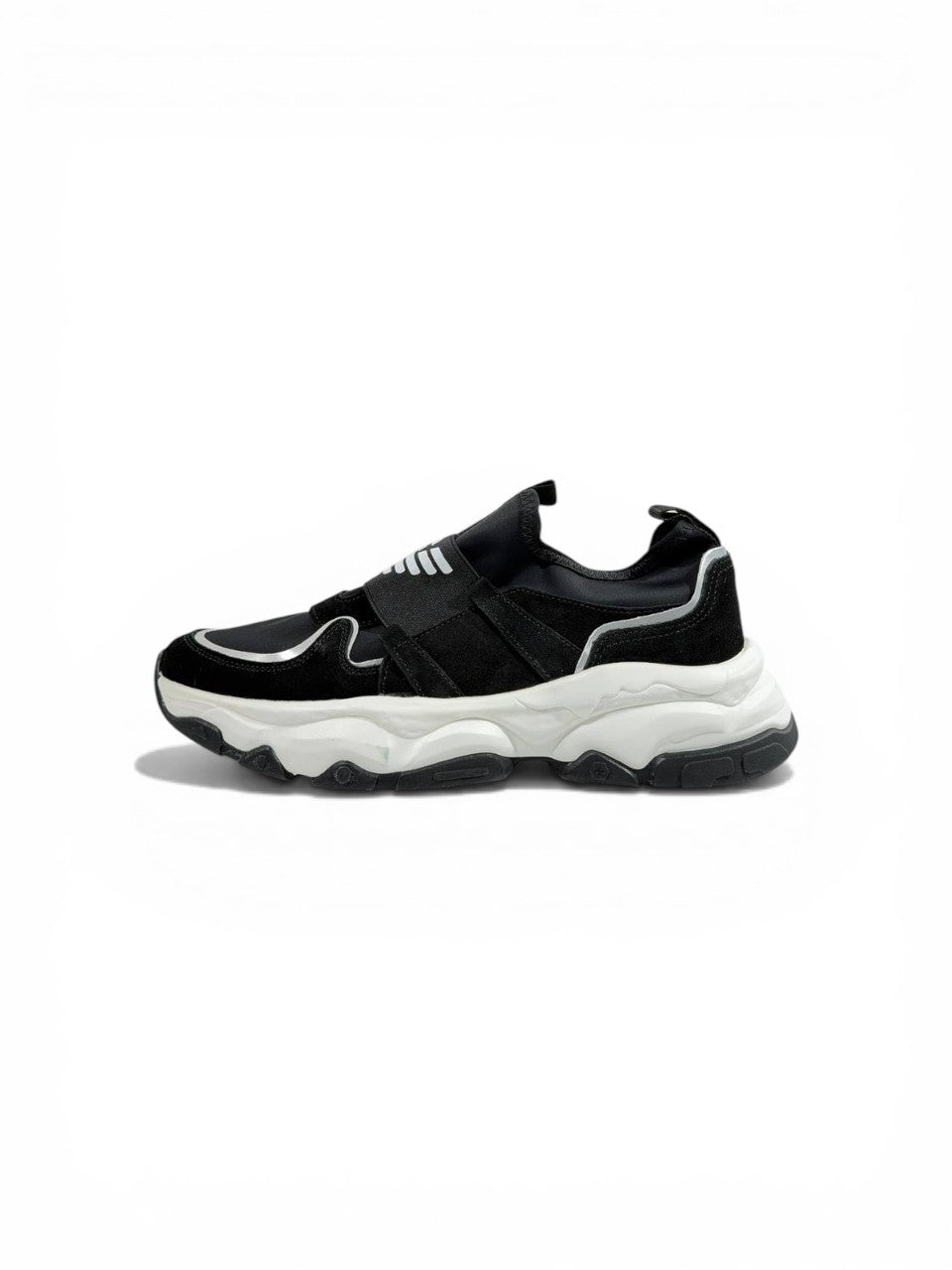 🖤 Emporio Armani Black Chunky Slip-On Sneakers – Elastic Strap, Lightweight Comfort & Urban Style