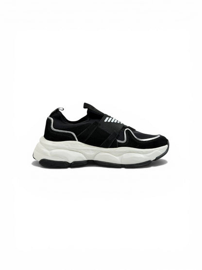 🖤 Emporio Armani Black Chunky Slip-On Sneakers – Elastic Strap, Lightweight Comfort & Urban Style