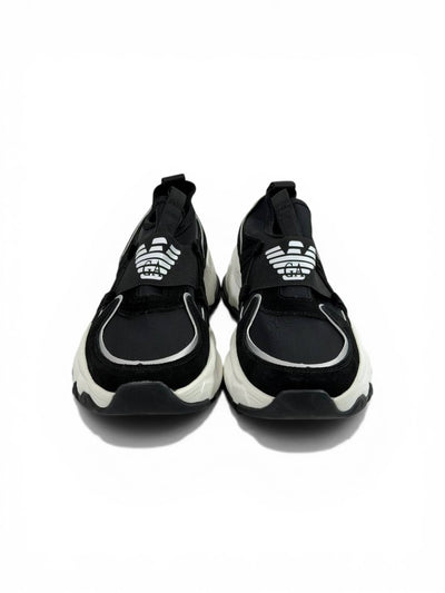 🖤 Emporio Armani Black Chunky Slip-On Sneakers – Elastic Strap, Lightweight Comfort & Urban Style
