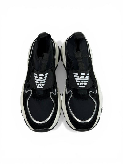 🖤 Emporio Armani Black Chunky Slip-On Sneakers – Elastic Strap, Lightweight Comfort & Urban Style