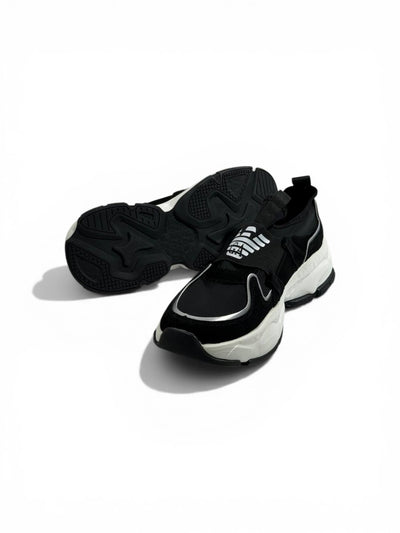 🖤 Emporio Armani Black Chunky Slip-On Sneakers – Elastic Strap, Lightweight Comfort & Urban Style