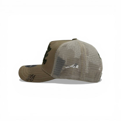 AMIRI “Young & Dream” Beige Trucker Cap 🤎🧢 | Streetwear Essential with Bold Attitude