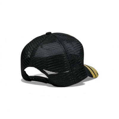 🧢 OFF-WHITE Inspired Arrow Logo Cap – Black & Yellow Streetwear Statement