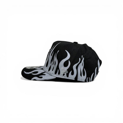 🧢 Chicago Bulls Flame Cap – Black & White Streetwear Edition