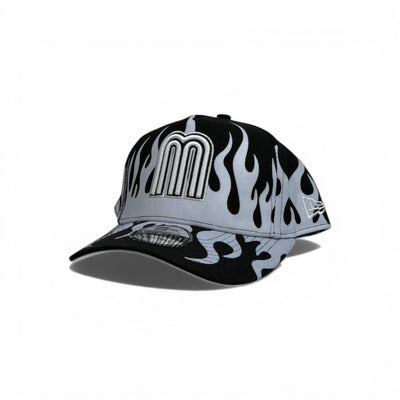 🧢 Monogram “M” Flame Cap – Black & Grey Streetwear Edition