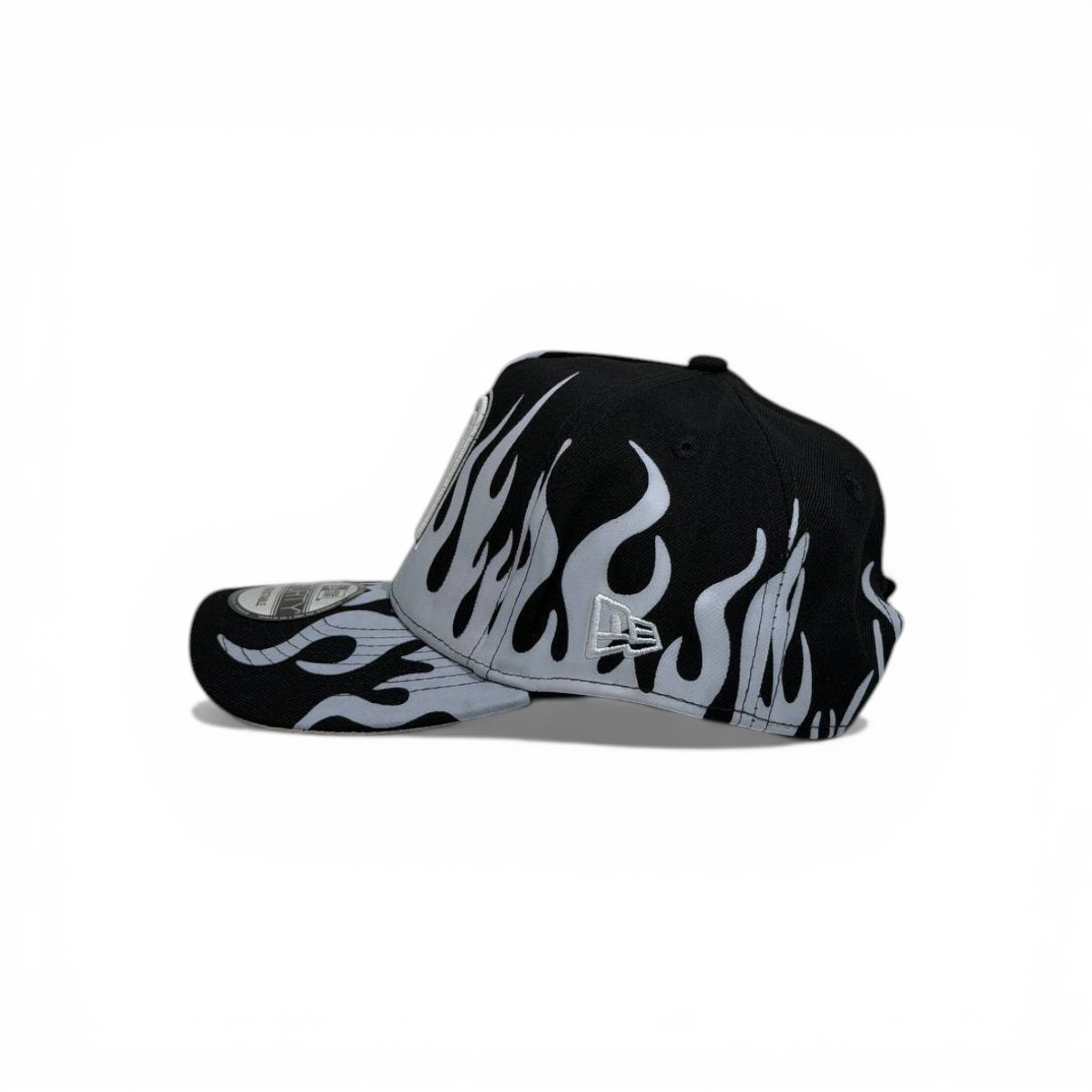🧢 Monogram “M” Flame Cap – Black & Grey Streetwear Edition