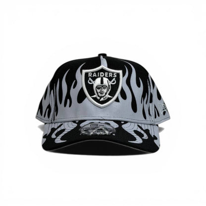 🧢 Las Vegas Raiders Flame Cap – Black & Grey Streetwear Edition