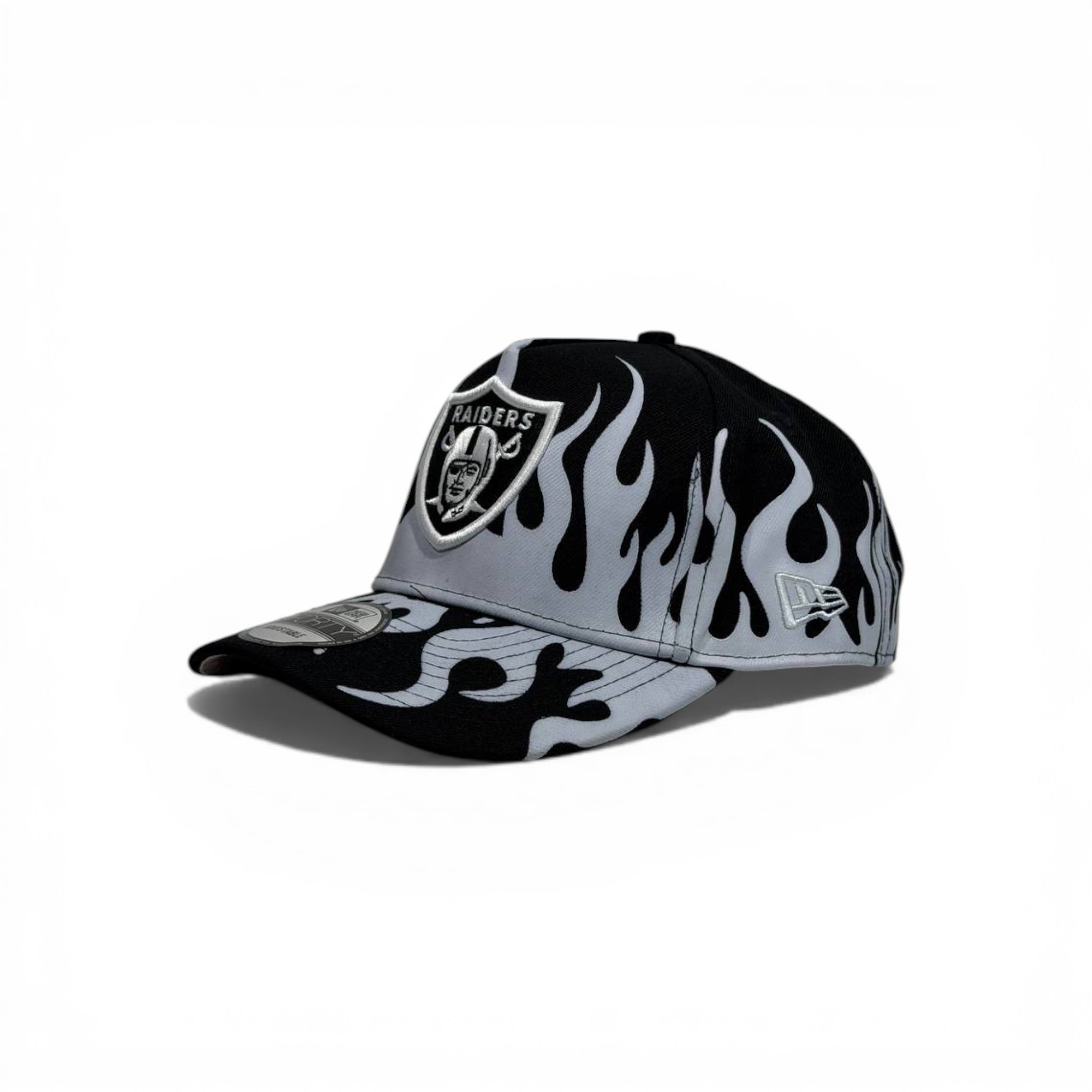 🧢 Las Vegas Raiders Flame Cap – Black & Grey Streetwear Edition