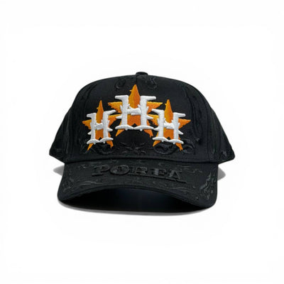 🧢 HH Star Logo Distressed Cap – Black Streetwear Edition