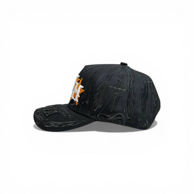 🧢 HH Star Logo Distressed Cap – Black Streetwear Edition