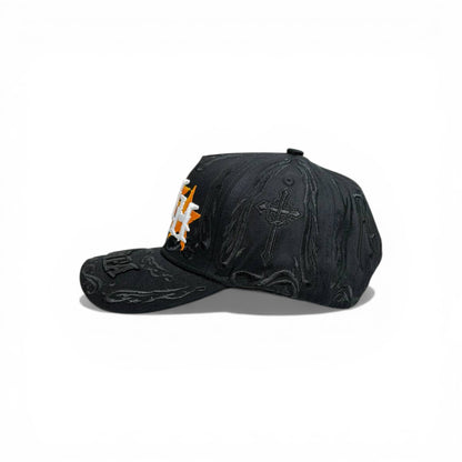 🧢 HH Star Logo Distressed Cap – Black Streetwear Edition
