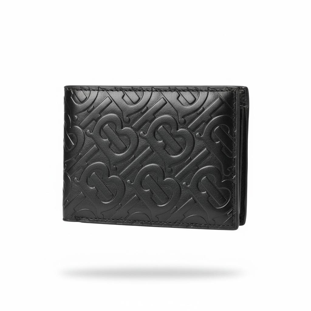 💼 BURBERRY Monogram Embossed Wallet – Black Luxury Edition