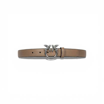 Pinko Love Birds Leather Belt 105cm – Taupe with Black Buckle 🖤🤎✨