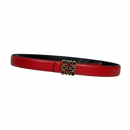 ❤️✨ Loewe Anagram Leather Belt Red 105cm with Gold Buckle 💛