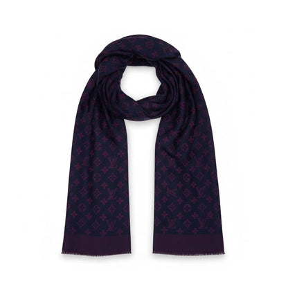 💜✨ Louis Vuitton Monogram Silk Scarf Dark Purple Elegant Design 🧣