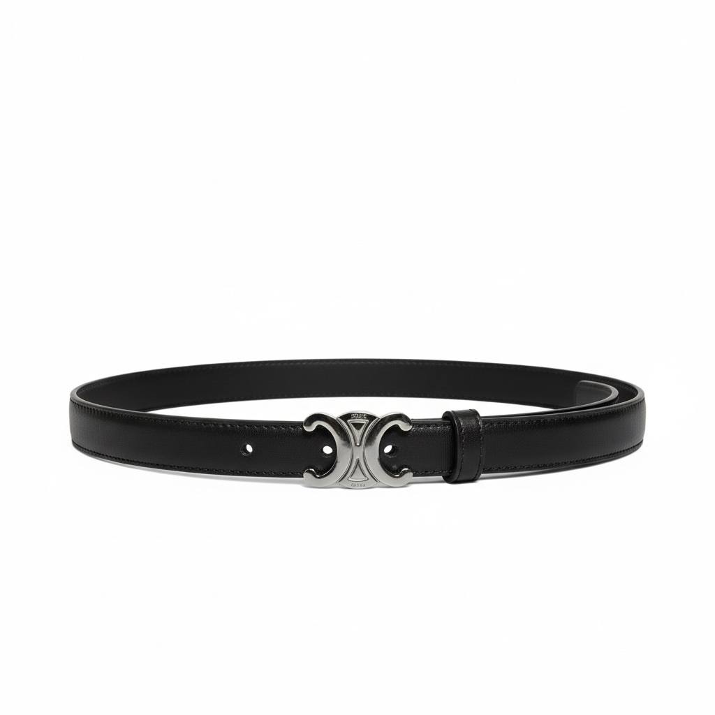 🖤✨ Celine Triomphe Leather Belt Black 120cm 🤍