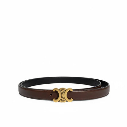 🤎✨ Celine Triomphe Leather Belt Brown Gold 110cm 💛