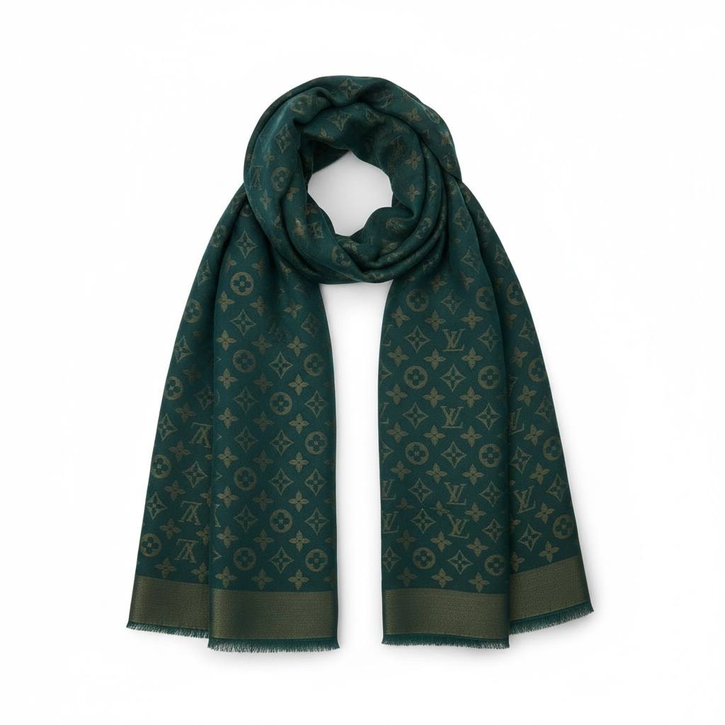 💚✨ Louis Vuitton Monogram Wool Scarf Green 🌿