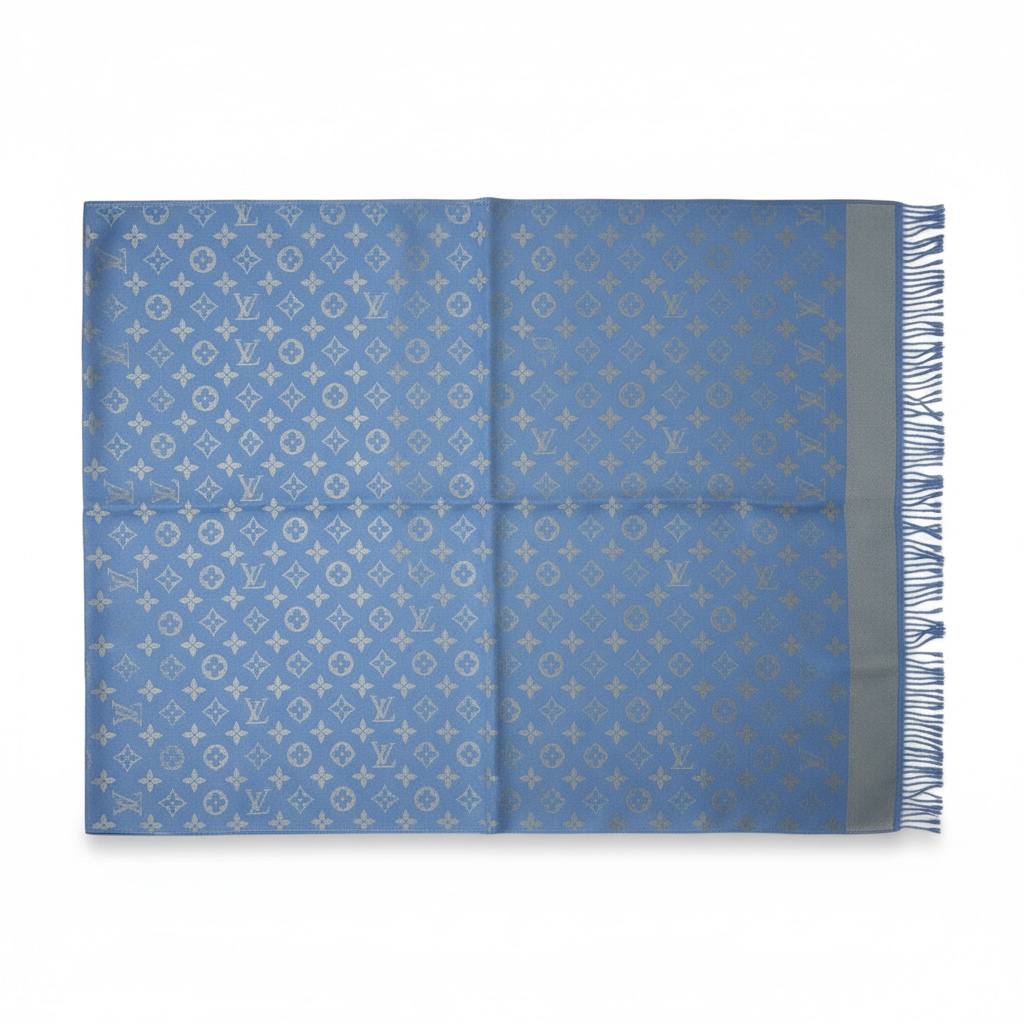 💙✨ Louis Vuitton Monogram Wool Scarf Light Blue ❄️
