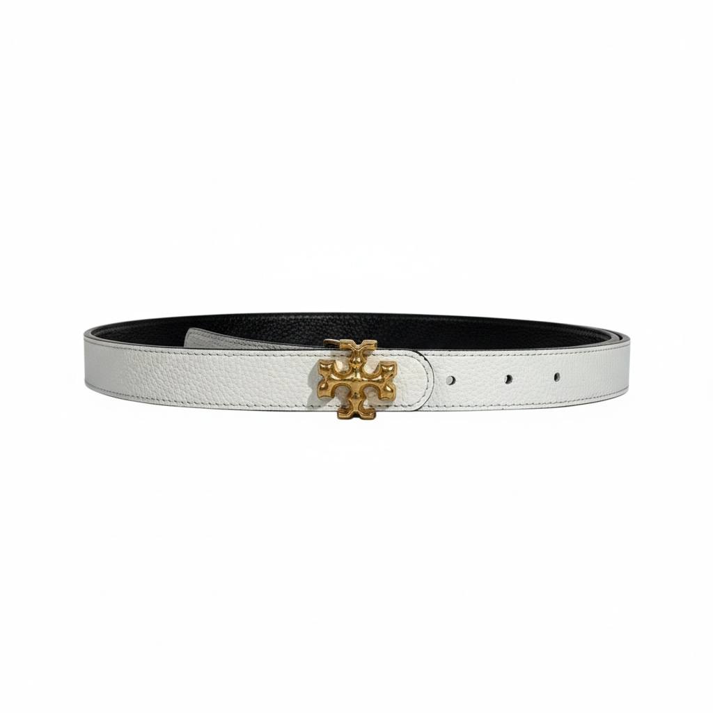 🤍✨ Tory Burch Logo Leather Belt White 100cm 💛