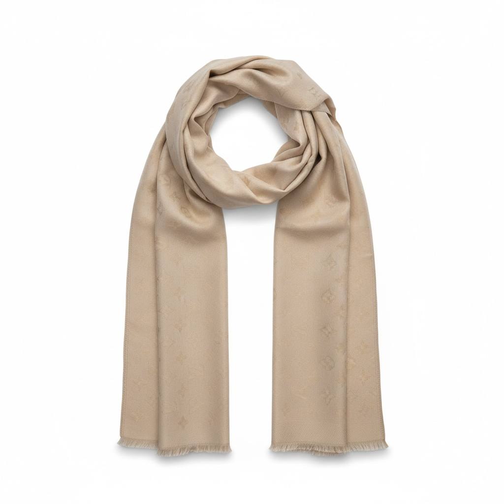🤍✨ Louis Vuitton Monogram Scarf – Beige Elegant Edition ✨🤍