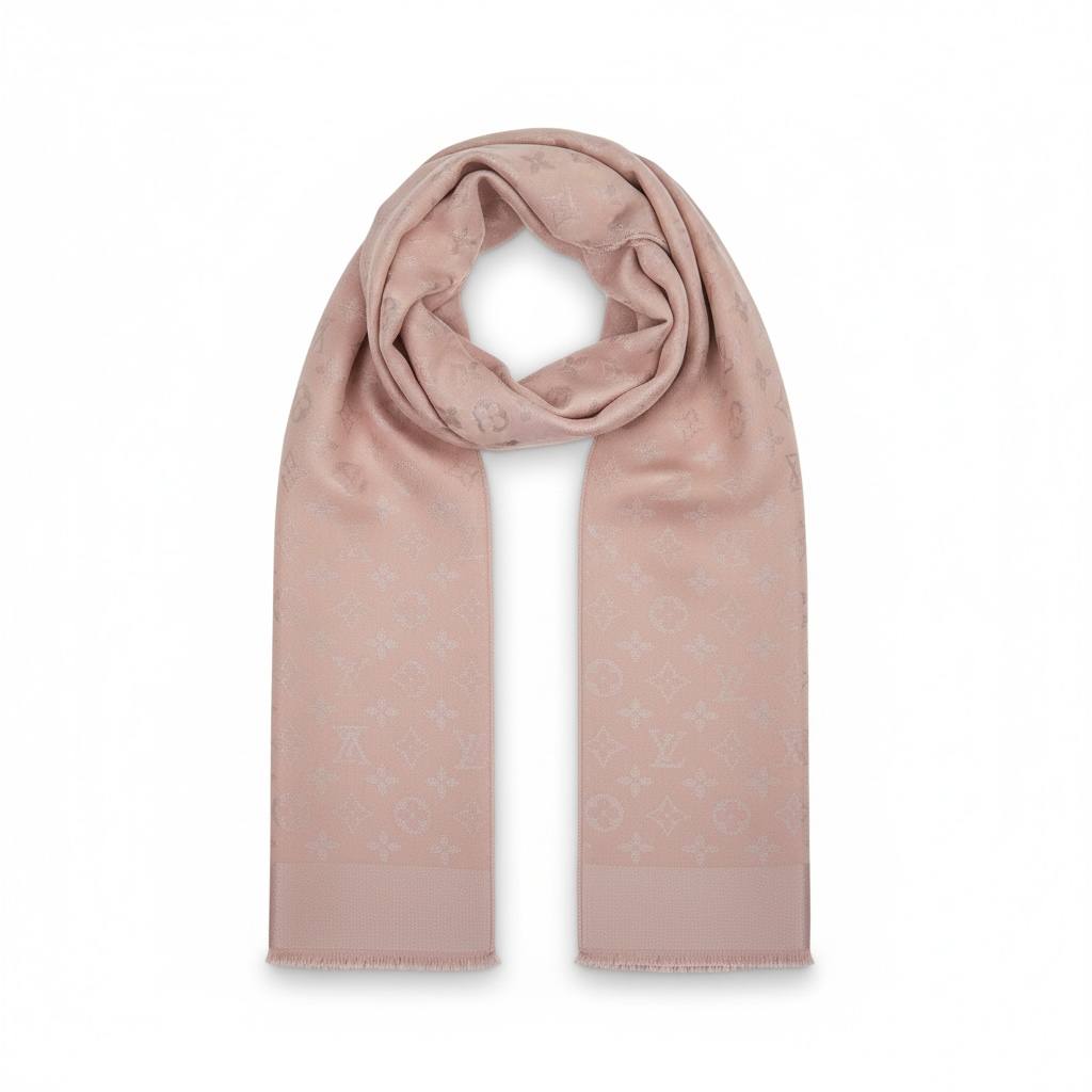 🌸✨ Louis Vuitton Monogram Scarf – Soft Pink Luxury Edition ✨🌸