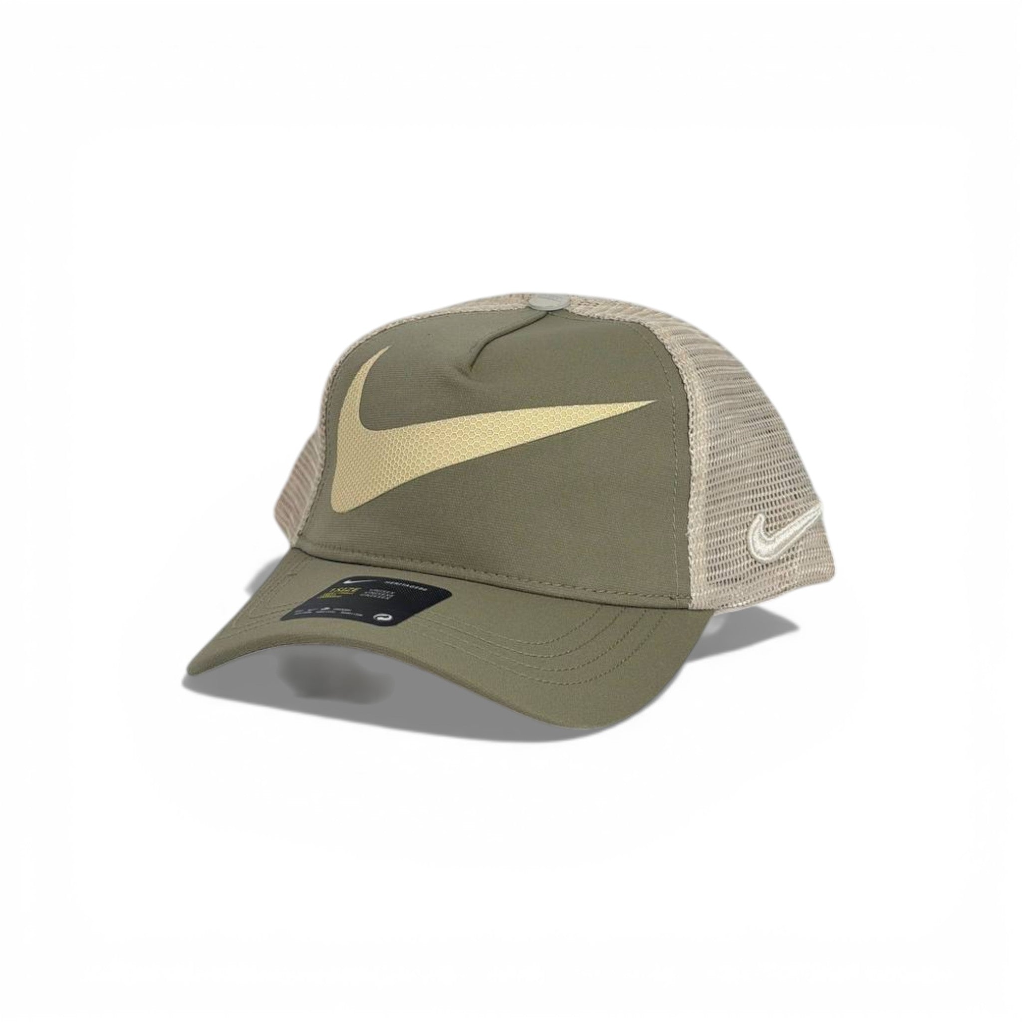 🧢 Nike Swoosh Olive Green Trucker Baseball Cap 🌿🤍