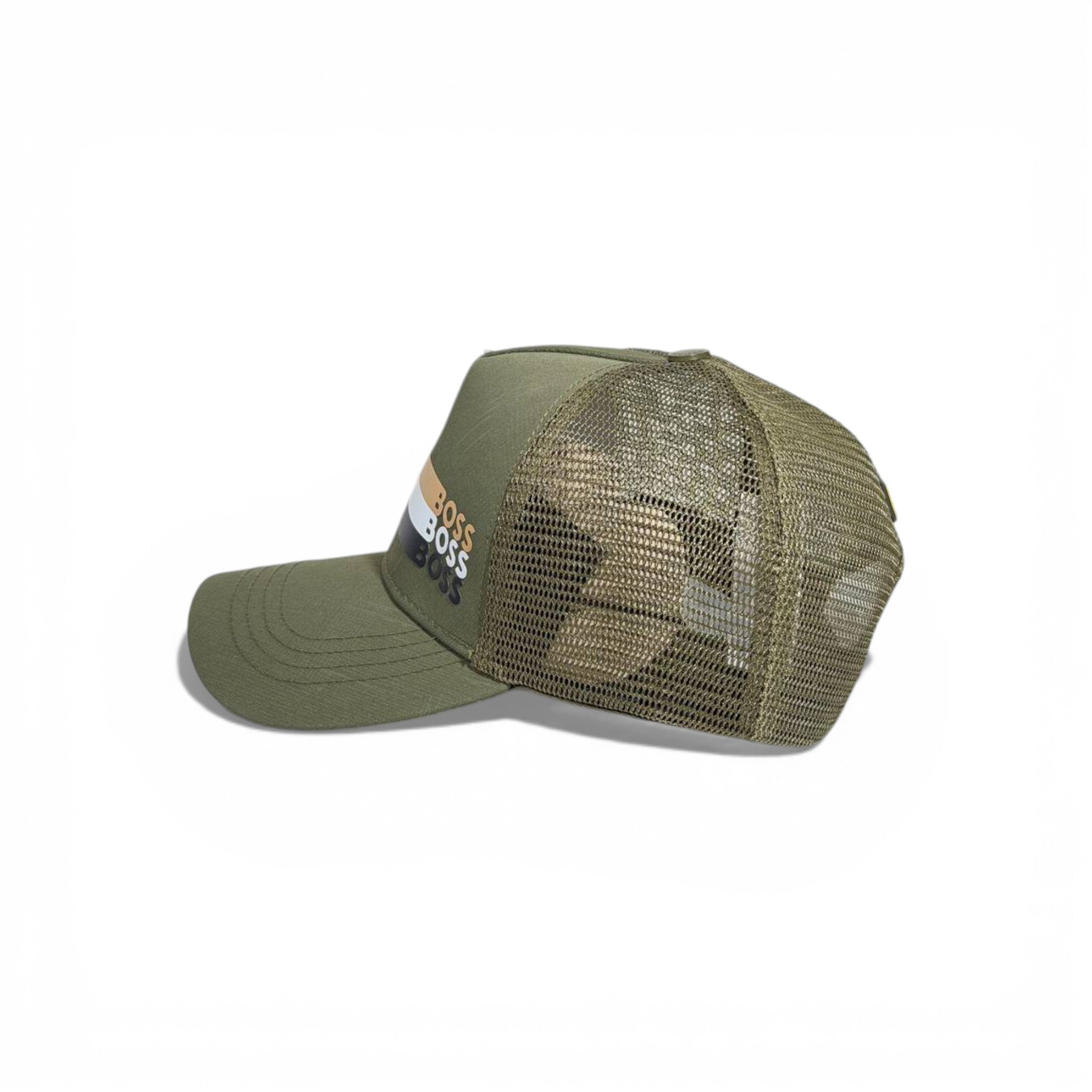 🟢 BOSS Green Trucker Cap with Triple Logo Stripe 🧢✨