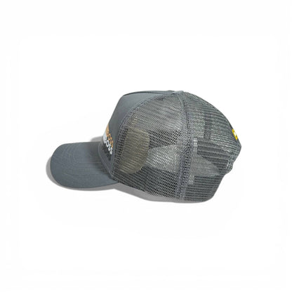 🧢 BOSS Grey Trucker Cap with Triple Logo Stripe ✨