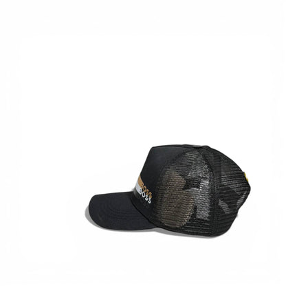 🖤 BOSS Black Trucker Cap with Triple Logo Stripe 🧢✨