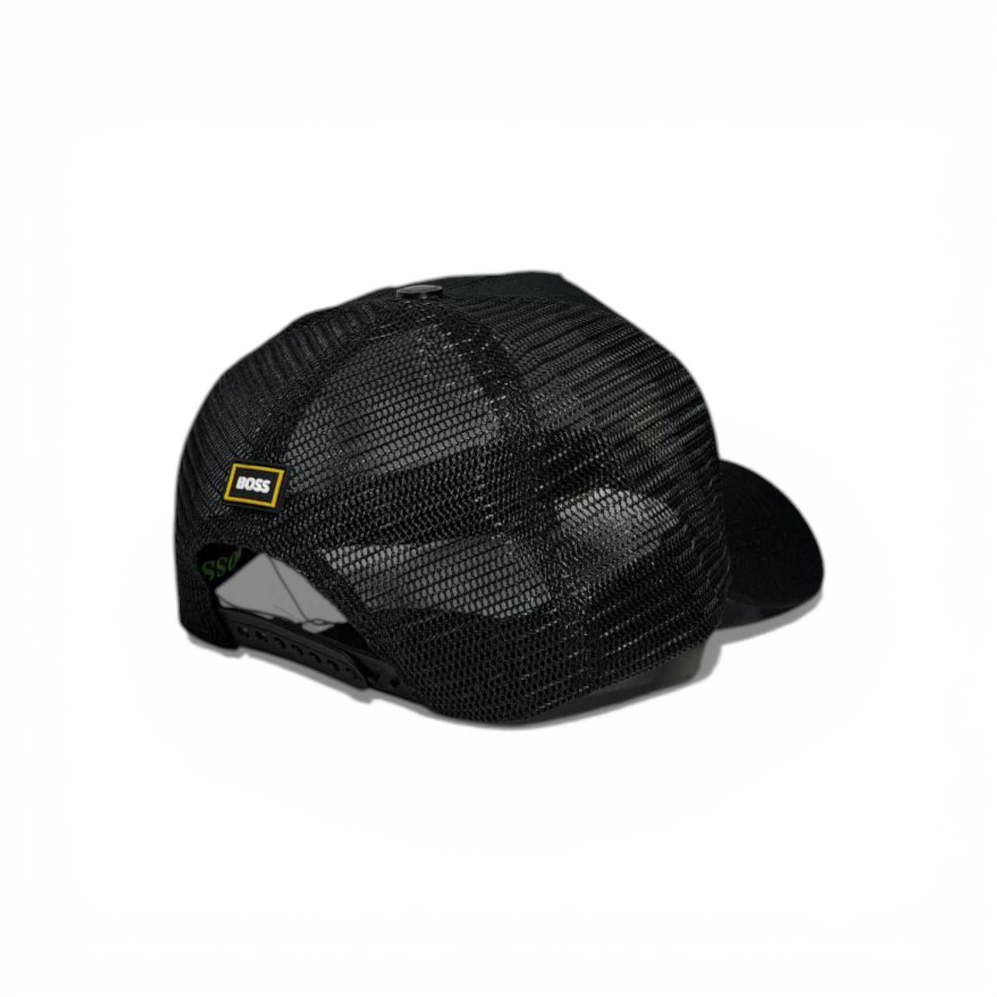 🖤 BOSS Black Trucker Cap with Triple Logo Stripe 🧢✨