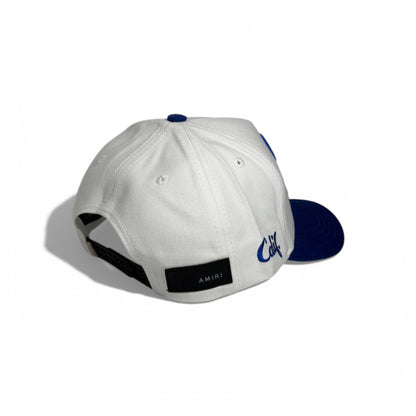 🤍 AMIRI White & Royal Blue Script Logo Cap 🧢💎