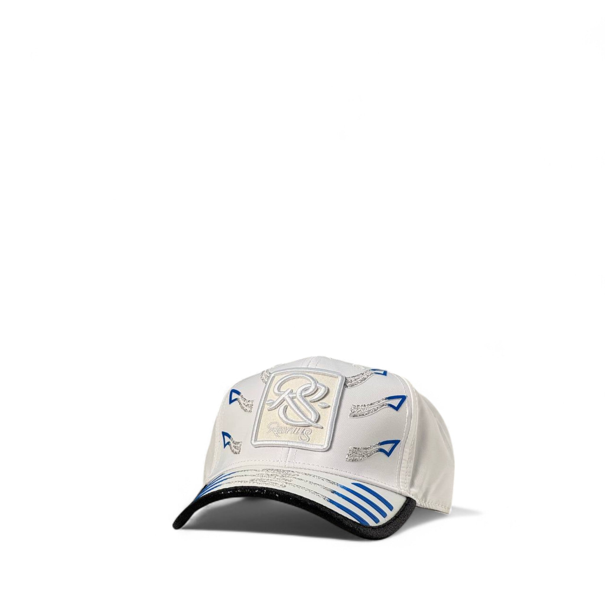 💥 Redfills Signature Cap – White & Blue Edition with Iconic 3D "R" Logo 🧢