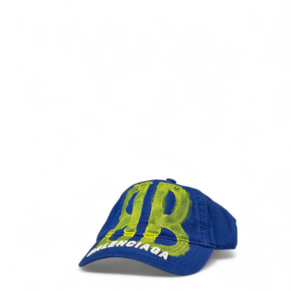 💙 Balenciaga Graffiti AB Cap – Blue & Neon Yellow Limited Edition 🧢