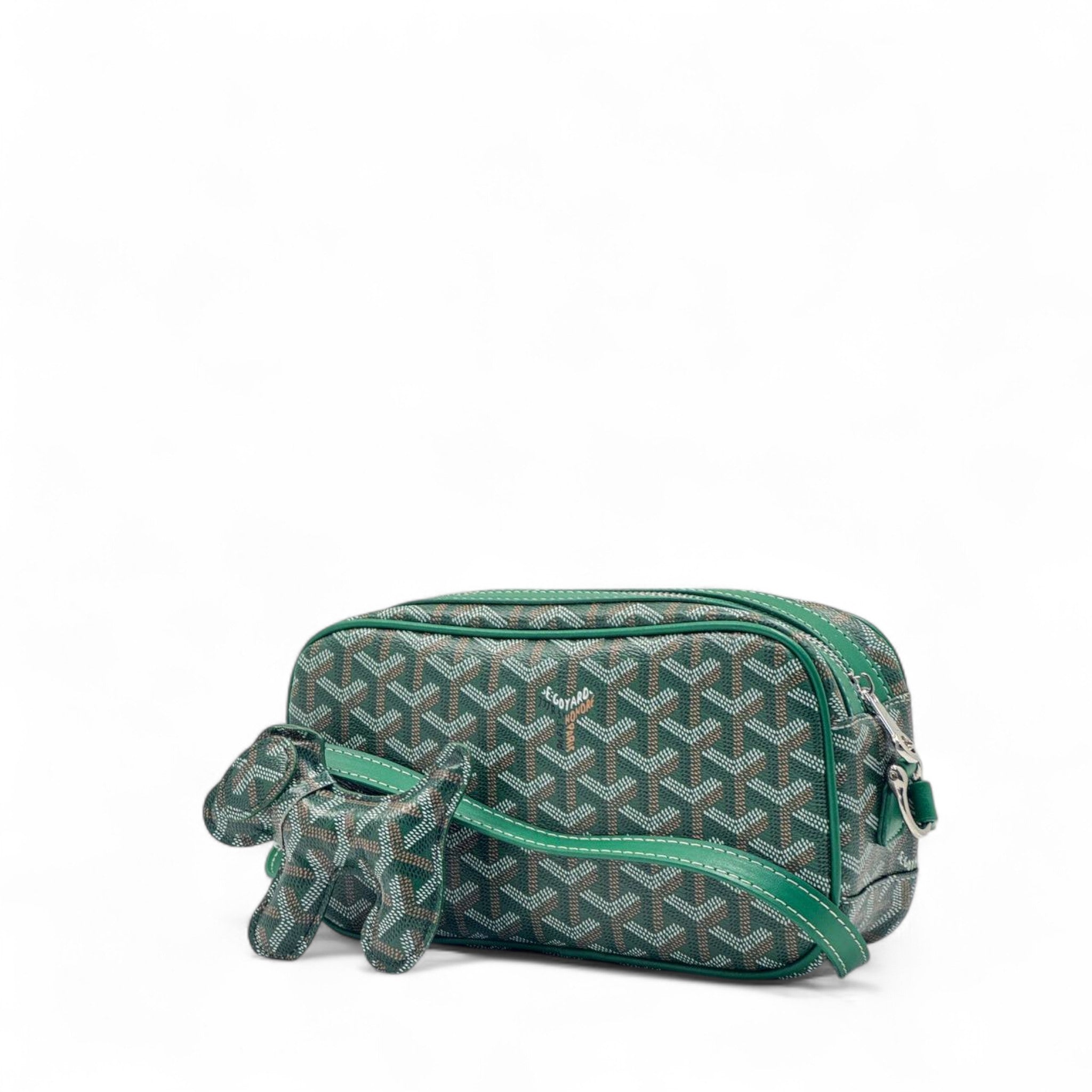 💚 Goyard Mini Green Crossbody – Signature Print + Dog Charm 👜🐾