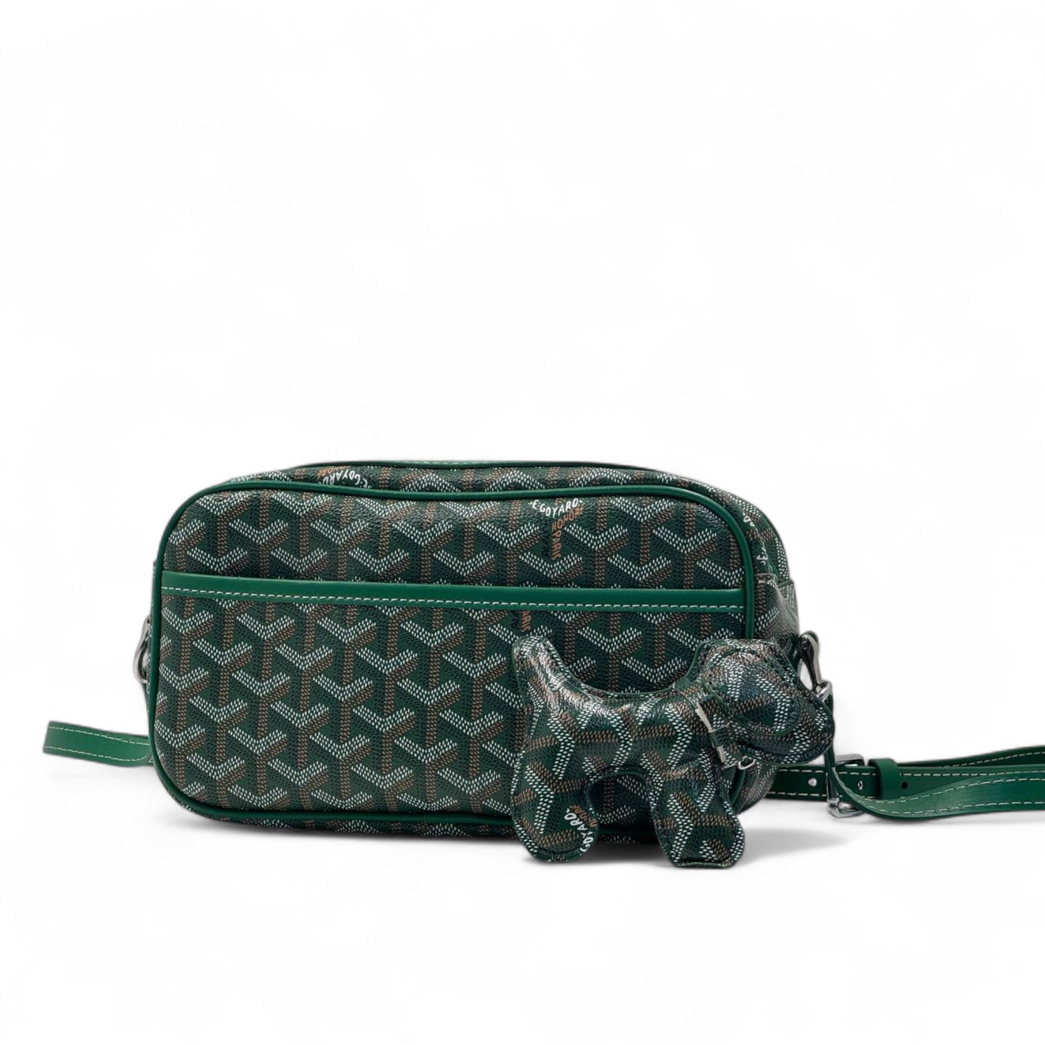 💚 Goyard Mini Green Crossbody – Signature Print + Dog Charm 👜🐾
