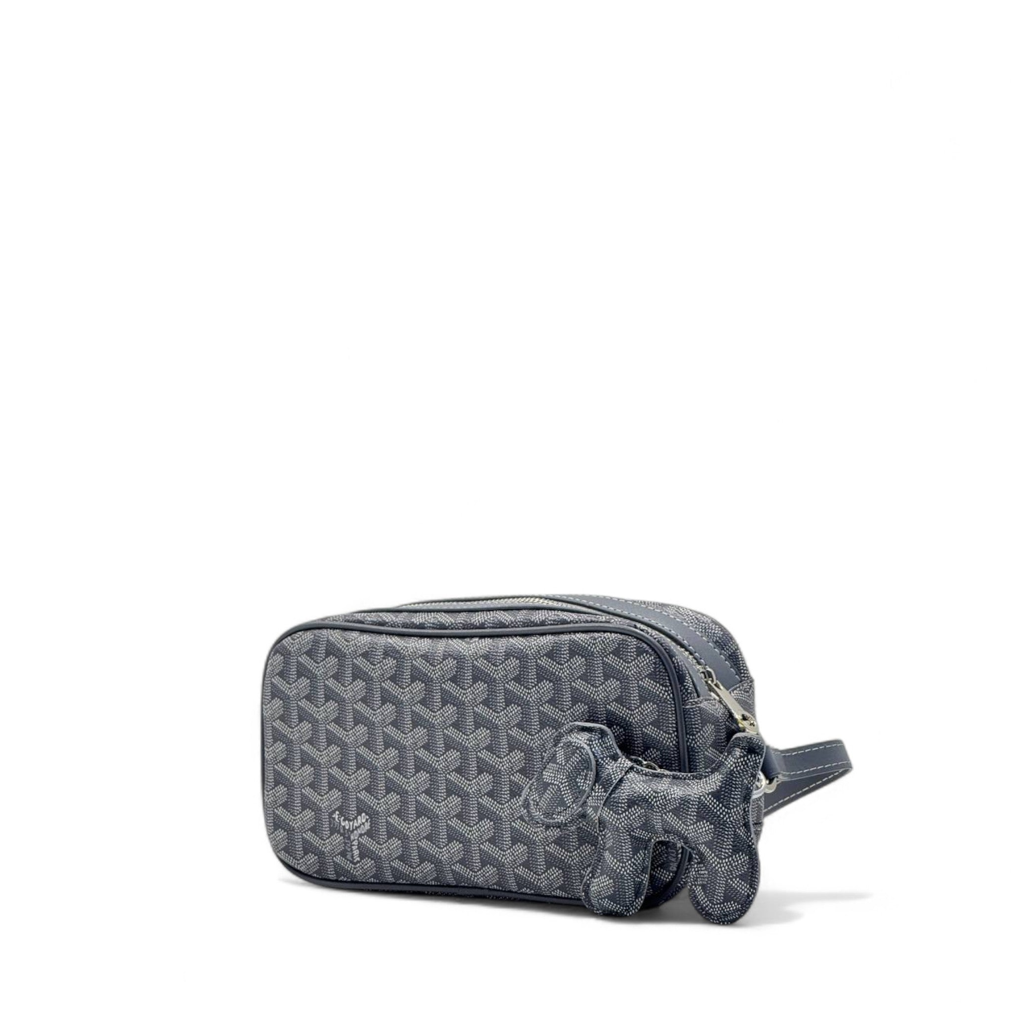 🖤 Goyard Mini Grey Crossbody Bag – Iconic Print + Dog Charm 🐶✨
