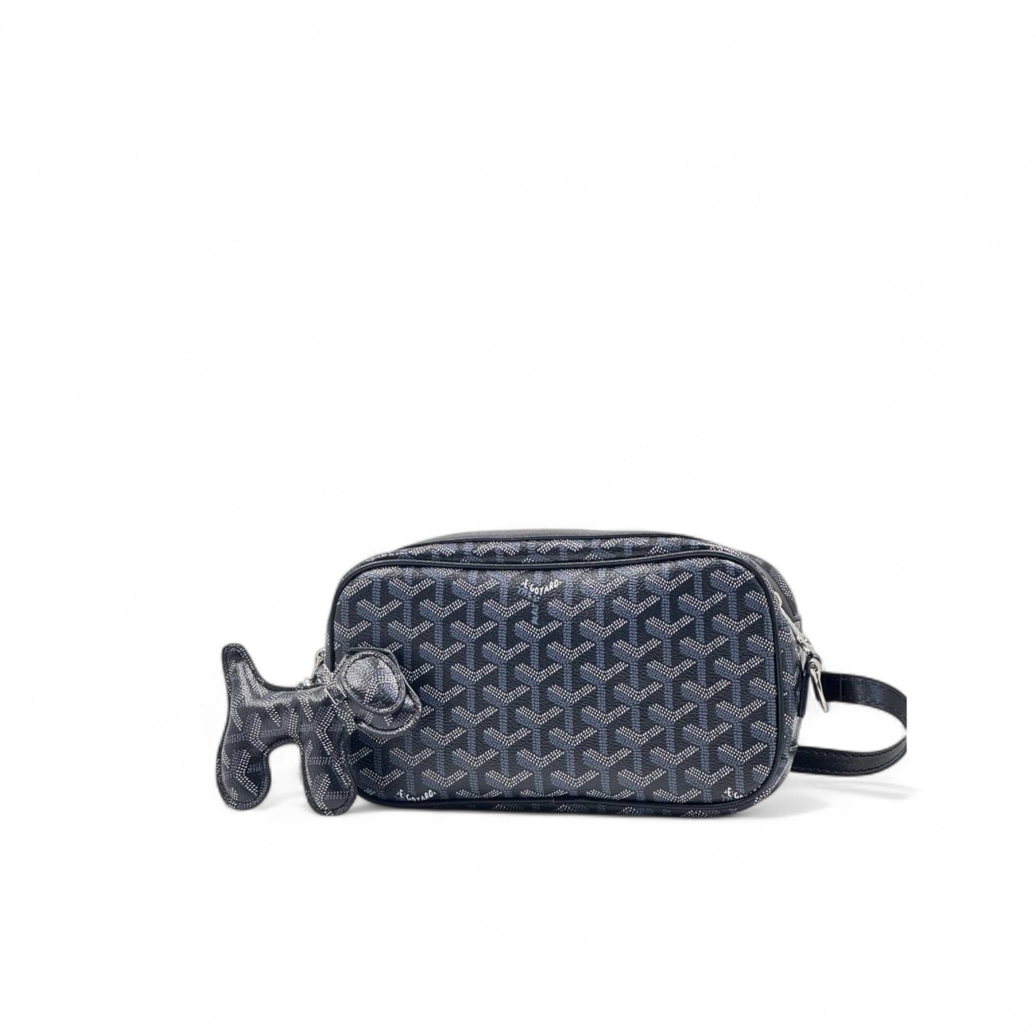 🖤 Goyard Black Crossbody Bag – Iconic Design + Dog Charm 🐾