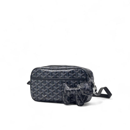 🖤 Goyard Black Crossbody Bag – Iconic Design + Dog Charm 🐾