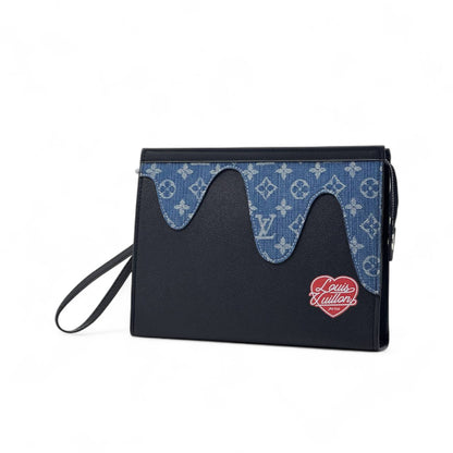 🖤 Louis Vuitton Denim Drip Clutch – Paris Edition 💙🔥