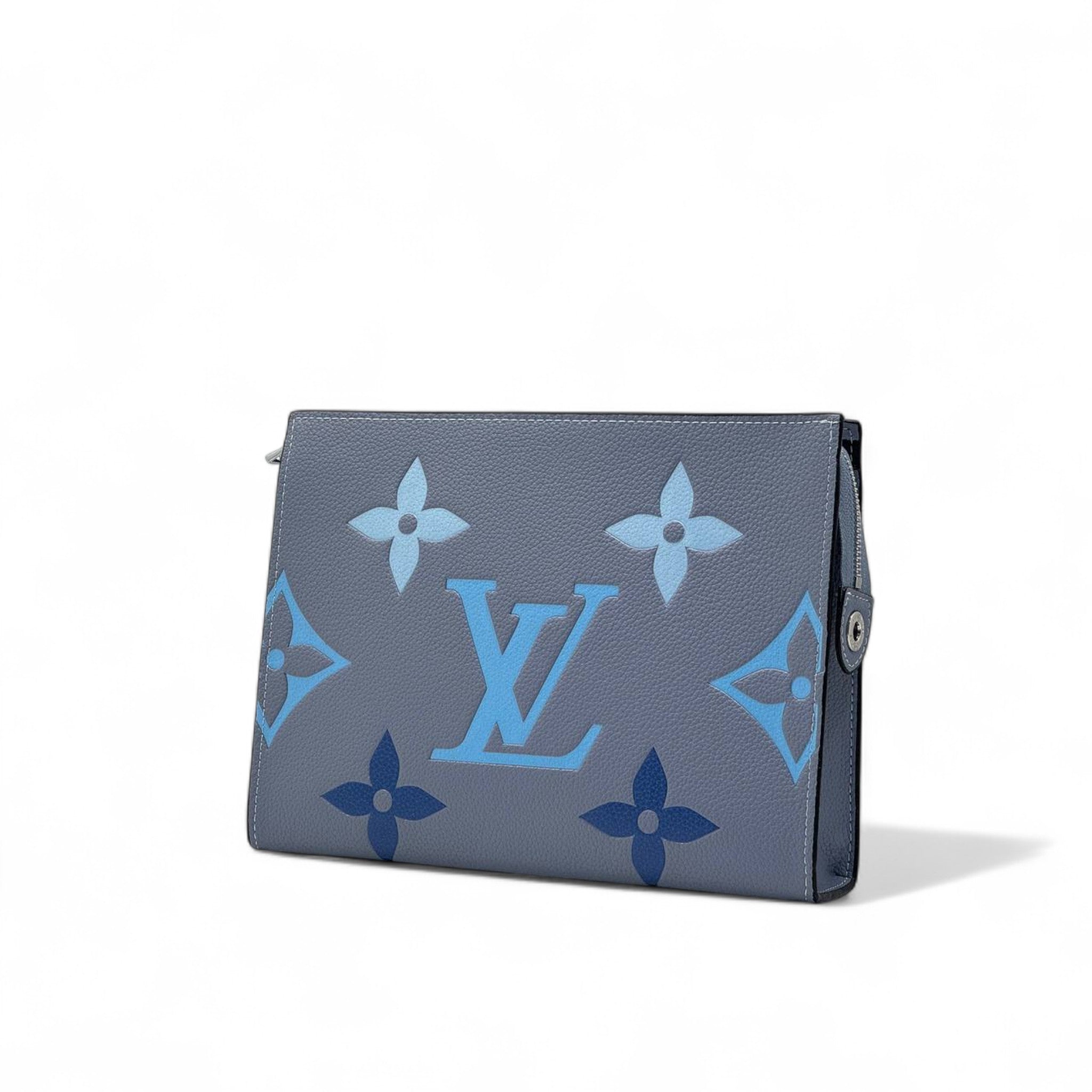 🌊 Louis Vuitton Blue Monogram Shadow Pouch – Icy Elegance in Every Detail ❄️