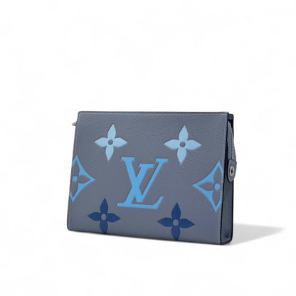 🌊 Louis Vuitton Blue Monogram Shadow Pouch – Icy Elegance in Every Detail ❄️