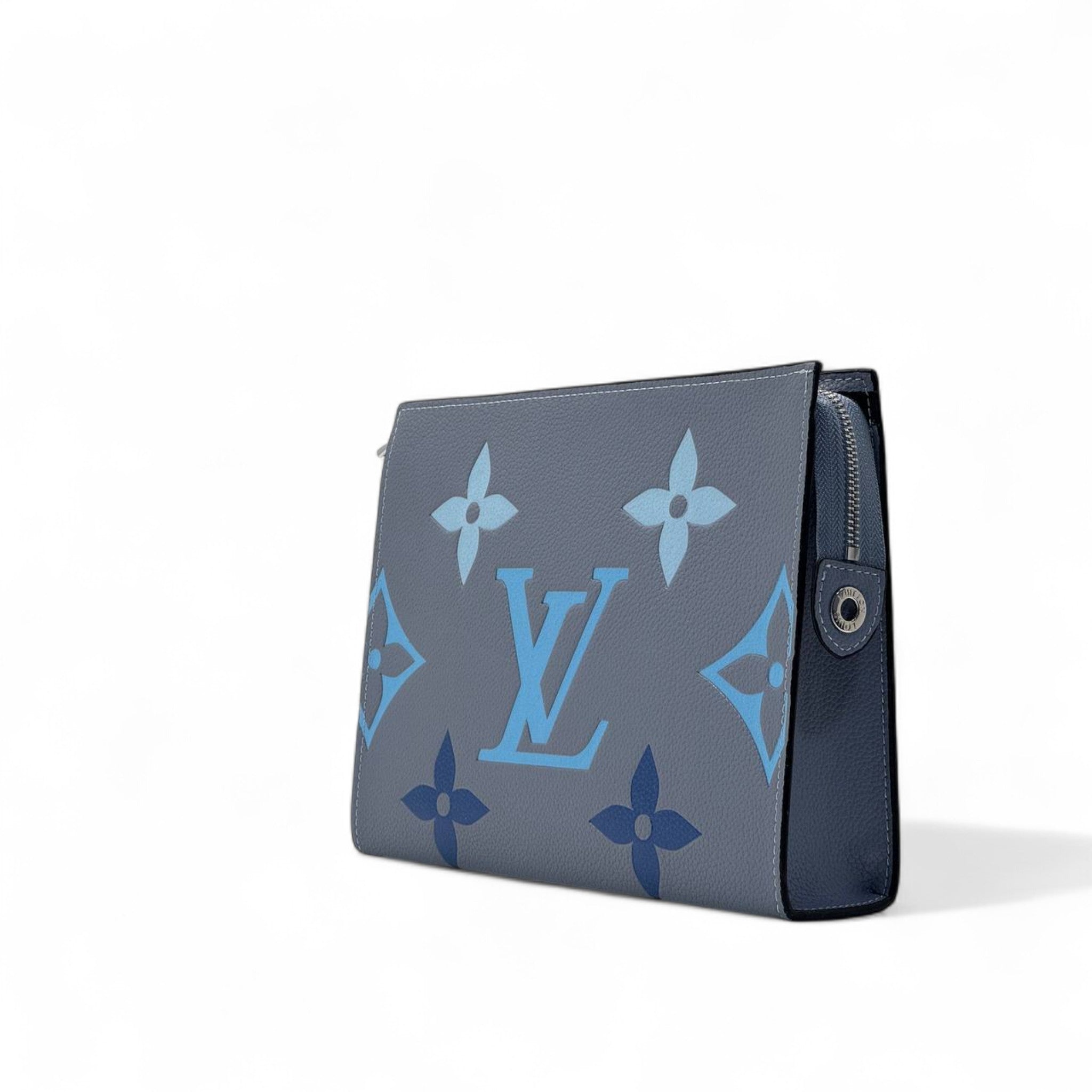 🌊 Louis Vuitton Blue Monogram Shadow Pouch – Icy Elegance in Every Detail ❄️