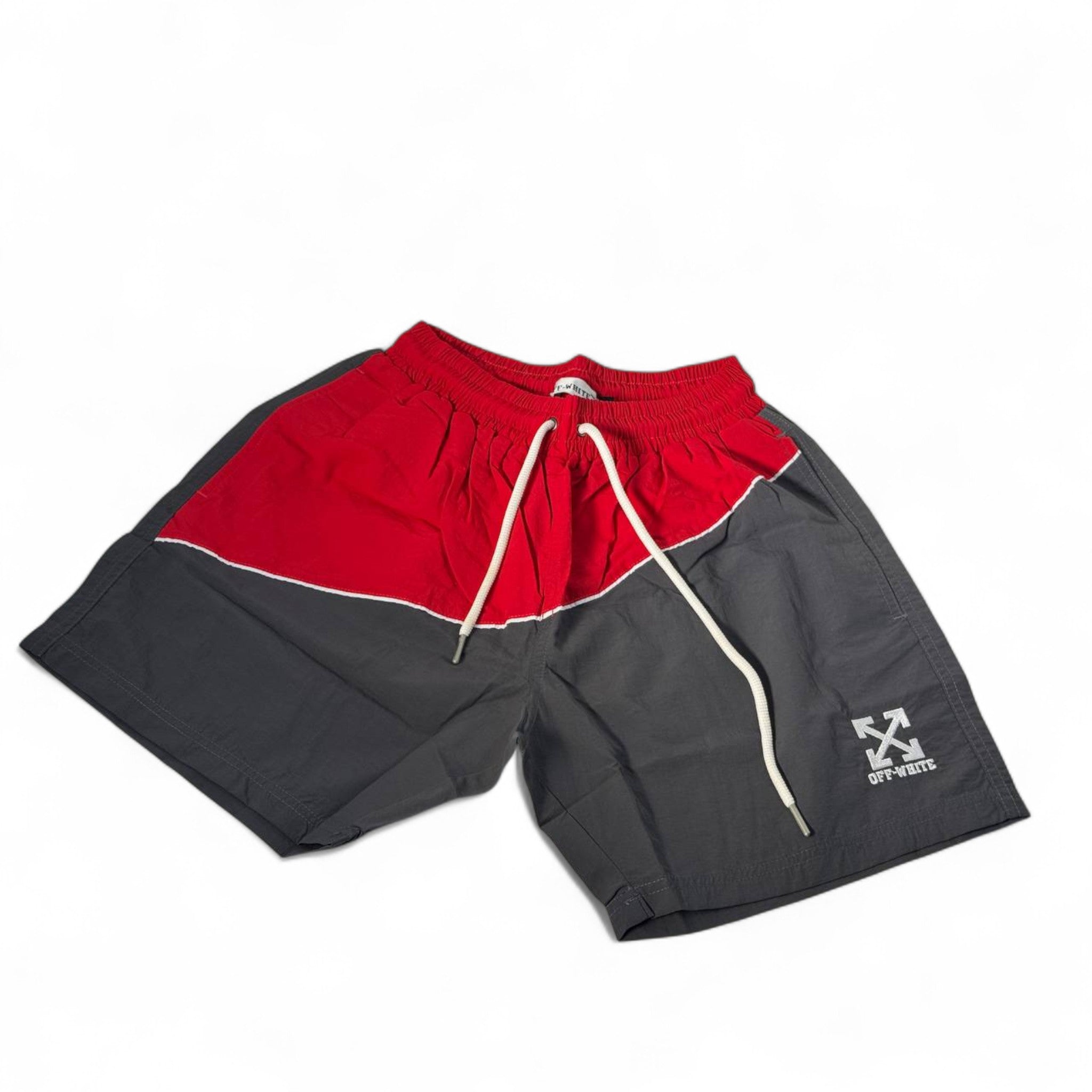 ❤️🖤 Off-White Colorblock Swim Shorts – Red x Charcoal Power