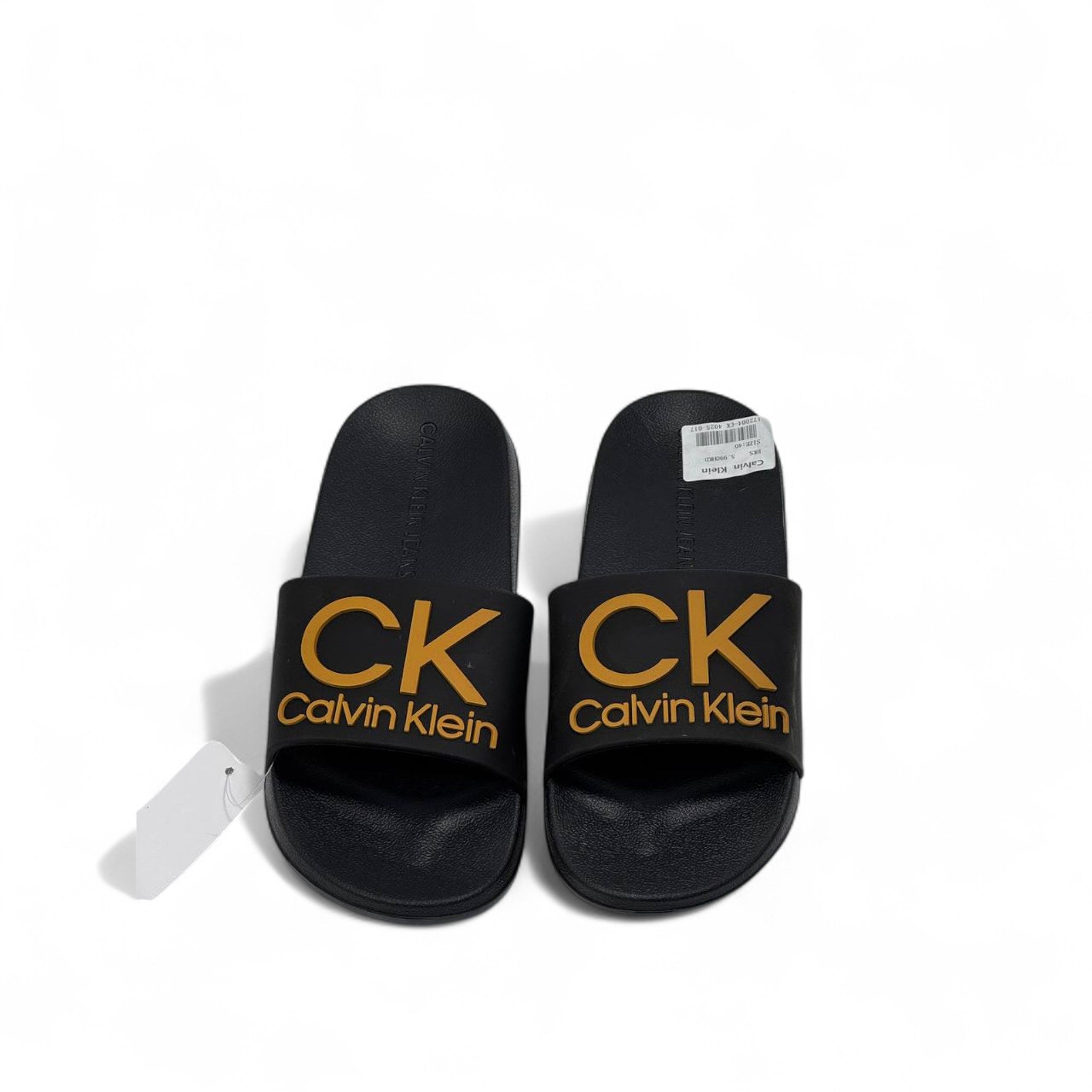 🖤 Calvin Klein Black & Gold CK Logo Slides – Unisex Comfort