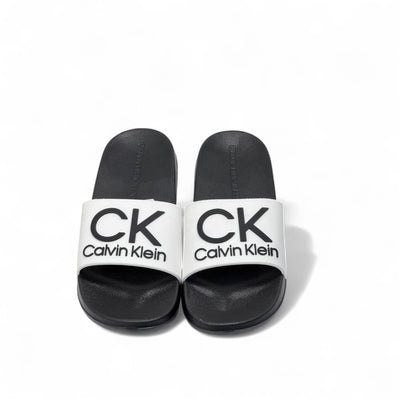 Calvin Klein CK Logo Slides – Black & White 🖤🤍