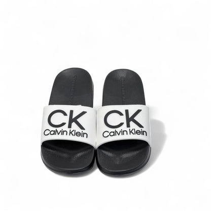 Calvin Klein CK Logo Slides – Black & White 🖤🤍