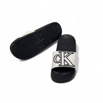 Calvin Klein Jeans Embossed CK Slides – Ivory & Black