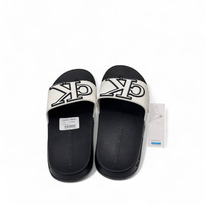 Calvin Klein Jeans Embossed CK Slides – Ivory & Black